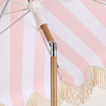 Mariner 6.5 ft. Classic Cottage Fringe Tassel Market Beach Umbrella